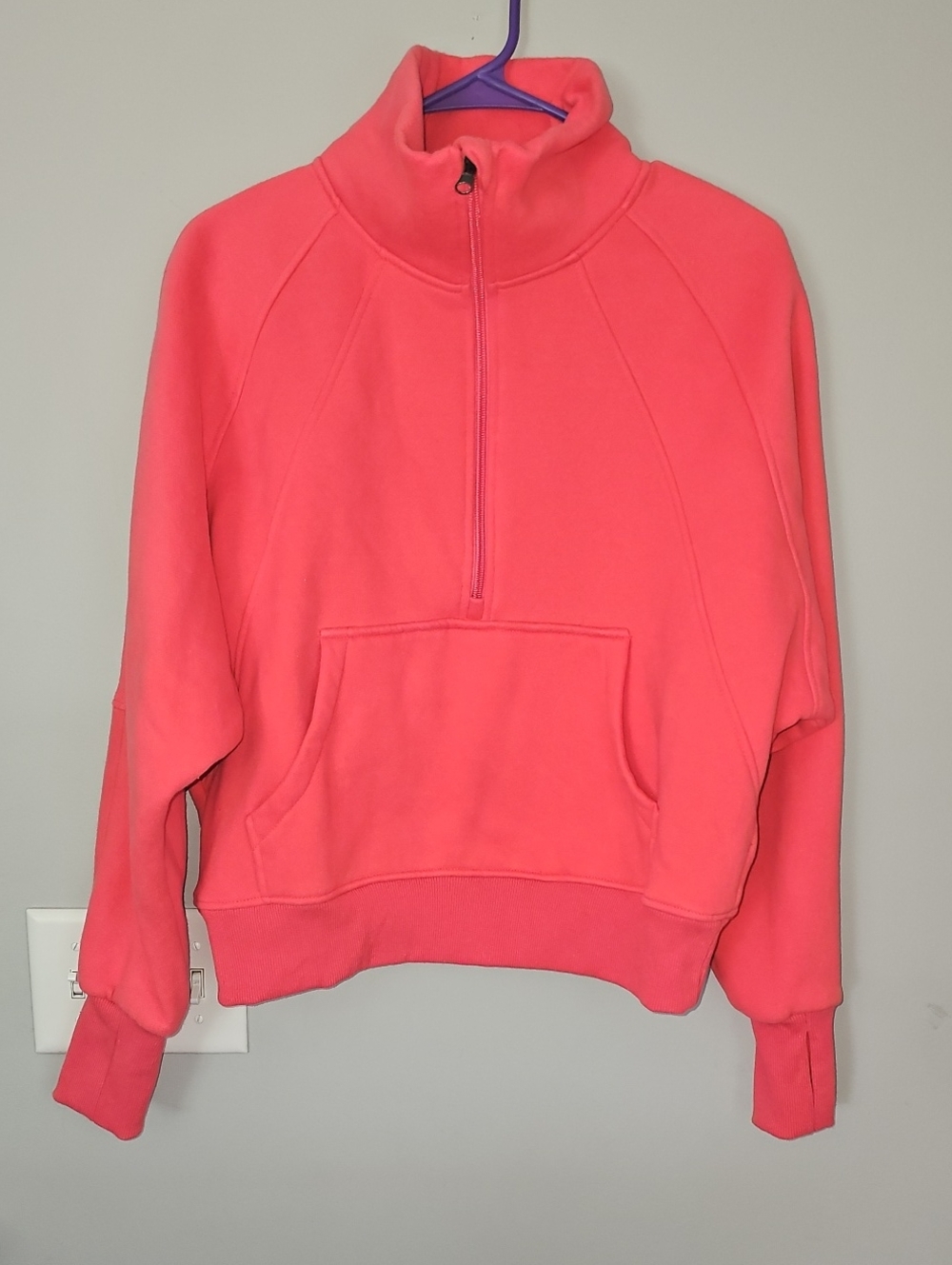Salty Wave Half Zip Sweatshirt!! Sz Small, Oversized! Coral